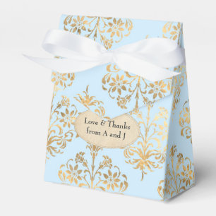 Pastell Blau und Gold Vintag Damask Geschenkschachtel