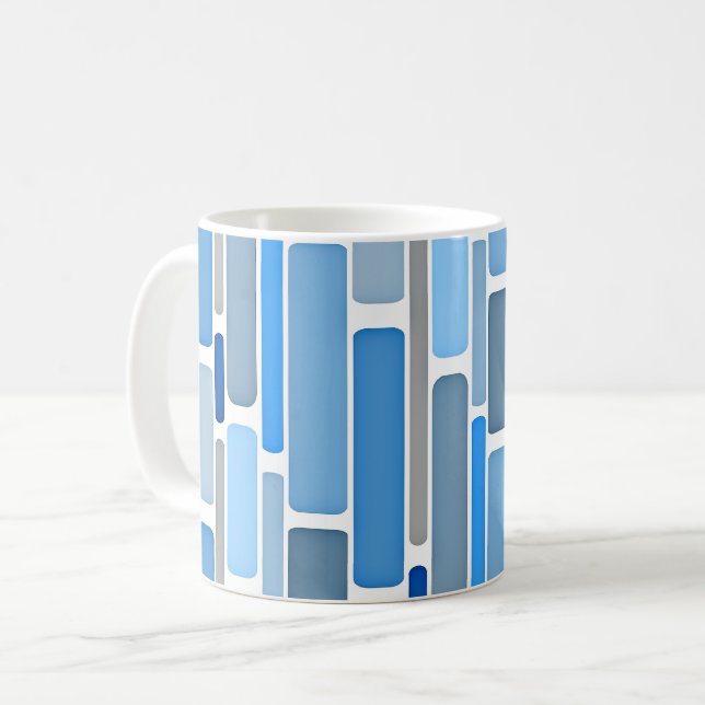 Pastell Blau und Grau Muster, Kaffeetasse (Vorderseite Links)