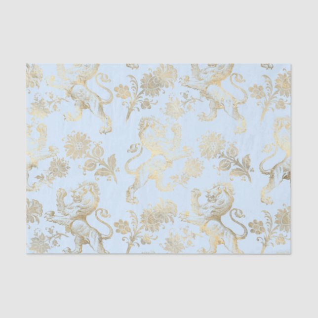 Pastell Blau und Vintag Heraldry Seidenpapier (Vorderseite)