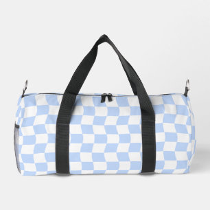 Pastell Blau Weiß Retro Schachbrettmuster Duffle Bag