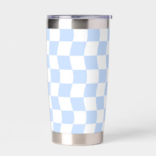 Pastell Blau Weiß Retro Schachbrettmuster Thermobecher