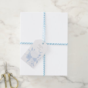 Pastell Blue Watercolor Floral Geschenkanhänger