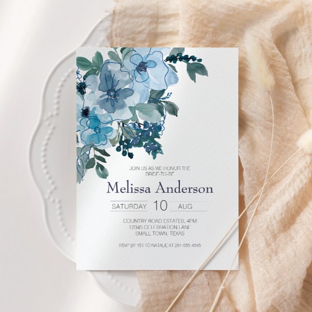 Pastell Blue Watercolor Rose Blumenblätter Brautpa (Von Creator hochgeladen)