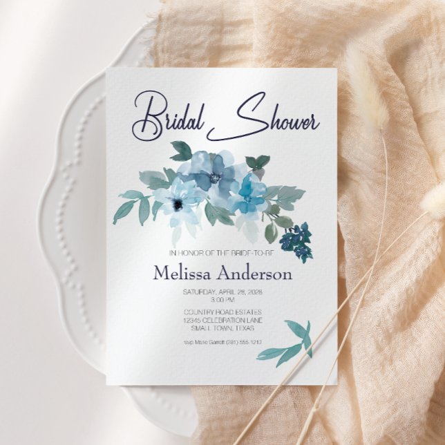 Pastell Blue Watercolor Rose Blumenblätter Brautpa (Von Creator hochgeladen)