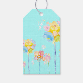 Pastell-Blume auf Aqua Background Geschenkmarke Geschenkanhänger
