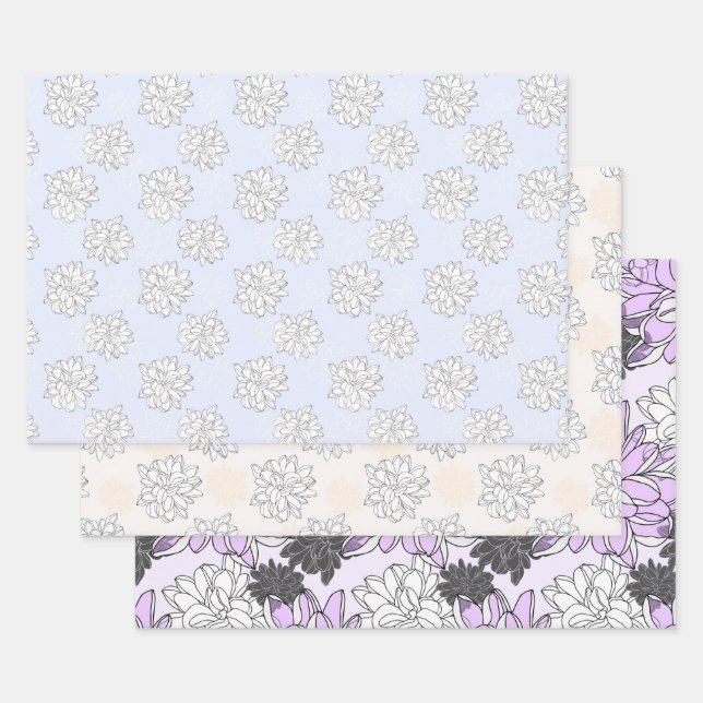 Pastell Blume Dahlia  Geschenkpapier Set (Set)