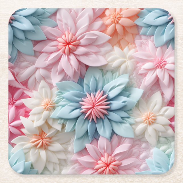 Pastell-Blume Rechteckiger Pappuntersetzer (Vorderseite)