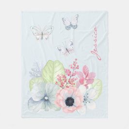 Pastell-Blume und Schmetterlinge Fleece Blanket
