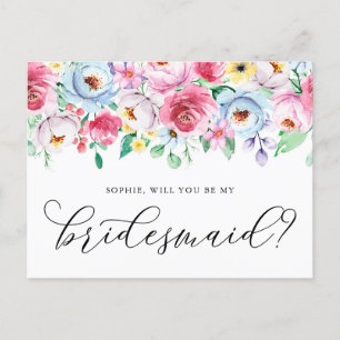 Pastell-Blume werden meine Bridesmaid-Karte sein Postkarte