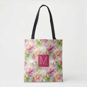 Pastell-Blumen Alkohol-Tinte Farbblock-Monogramm