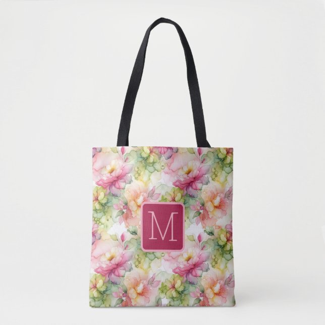 Pastell-Blumen Alkohol-Tinte Farbblock-Monogramm (Vorderseite)