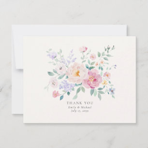 Pastell-Blumen Aquarell Hochzeit Danke Karte