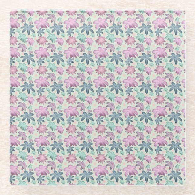 Pastell-Blumen-Aquarellmuster  Glasuntersetzer (Vorderseite)