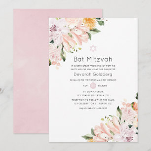 Pastell-Blumen-Bat-Mizwa Einladung