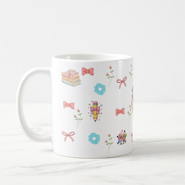 Pastell-Blumen-Buch-Ästhetik-Tasse Kaffeetasse (Links)