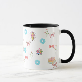 Pastell-Blumen-Buch-Ästhetik-Zweifarben-Tasse Tasse