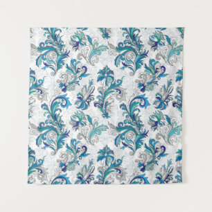 Pastell-Blumen-Doodle im Vintage-Muster. Wandteppich