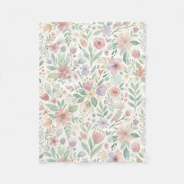 Pastell-Blumen-Fliesblankets Fleecedecke (Vorderseite)