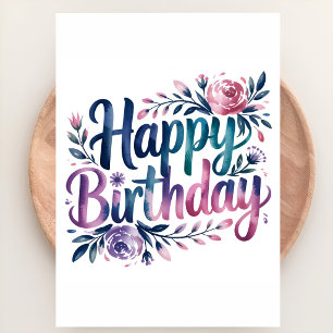 Pastell-Blumen-Happy-Birthday Karte