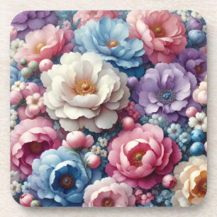 Pastell-Blumen-Hartplastik-Korkrücken-Untersetzer- Getränkeuntersetzer