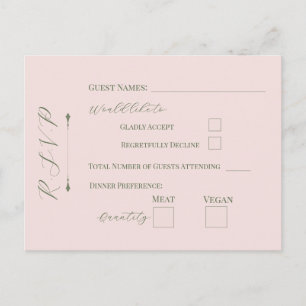 Pastell-Blumen-Hochzeit-RSVP-Postkarte in Hellrosa Postkarte