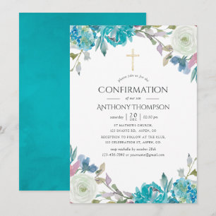 Pastell-Blumen-Konfirmation Einladung