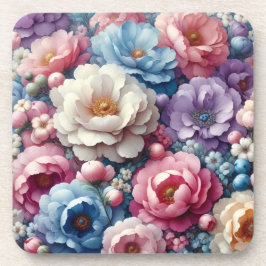 Pastell-Blumen-Kork-Rückseite-Set aus 6 Untersetze Getränkeuntersetzer