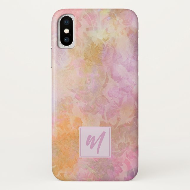 Pastell-Blumen mit schicker Schriftmonogramm Case-Mate iPhone Hülle (Rückseite)