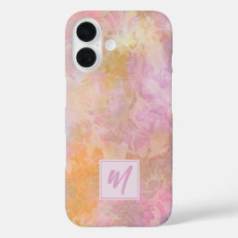 Pastell-Blumen mit schicker Schriftmonogramm iPhone 16 Hülle