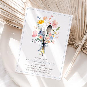 Pastell-Blumen-Oster-Lunch Elegant Einladung