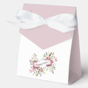 Pastell-Blumen-Osterdesign mit rosa Band  Geschenkschachtel