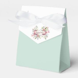Pastell-Blumen-Osterdesign mit weißer Schleife  Geschenkschachtel