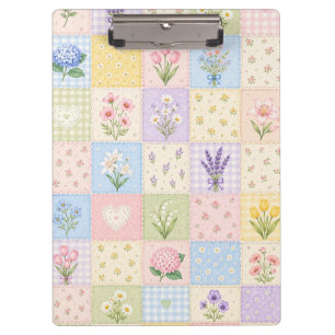 Pastell-Blumen-Patchwork-Muster – Vintage-Cottagec Klemmbrett