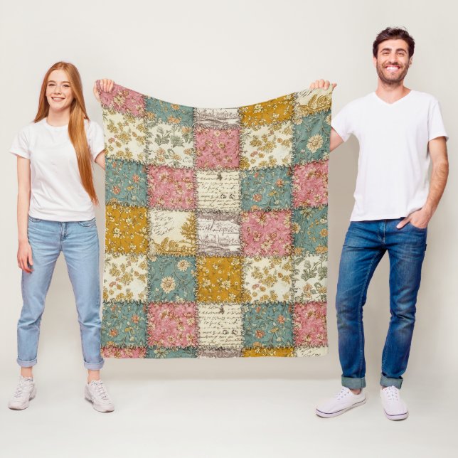 Pastell Blumen-Patchwork-Picknick-Muster (12) Fleecedecke (Beispiel)