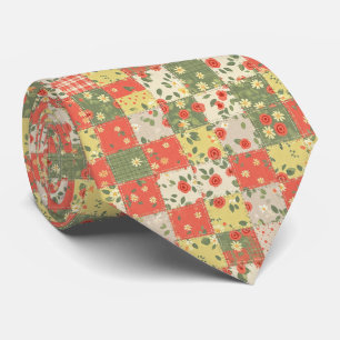 Pastell-Blumen-Patchwork-Picknick-Muster (12) Krawatte