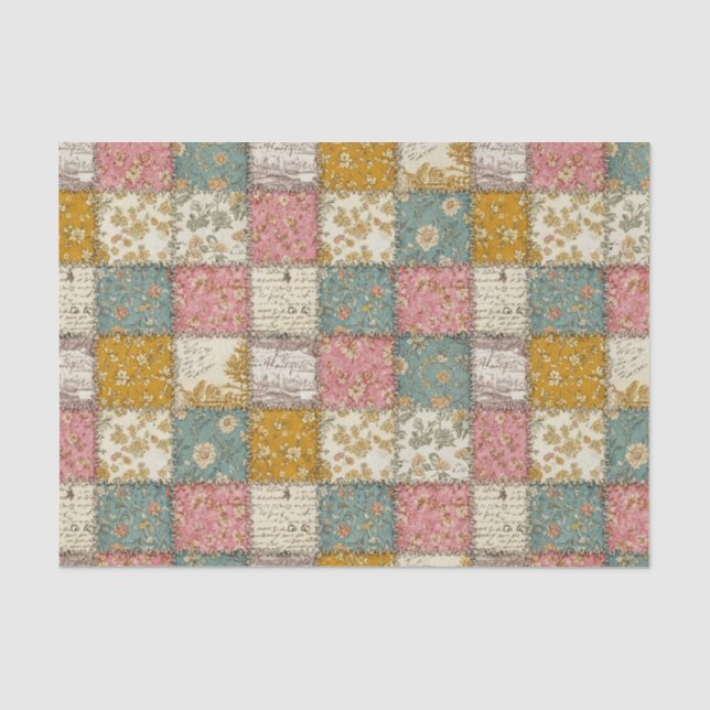 Pastell-Blumen-Patchwork-Picknick-Muster (12) Seidenpapier (Vorderseite)