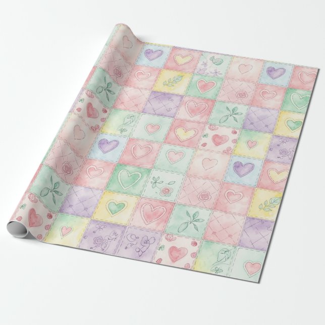 Pastell-Blumen-Patchwork-Picknick-Muster (3) Geschenkpapier (Ungerollt)