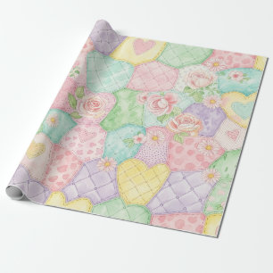Pastell-Blumen-Patchwork-Picknick-Muster (4) Geschenkpapier