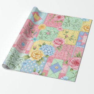 Pastell-Blumen-Patchwork-Picknick-Muster (9) Geschenkpapier