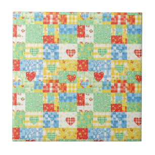 Pastell-Blumen-Patchwork-Picknick-Muster Fliese