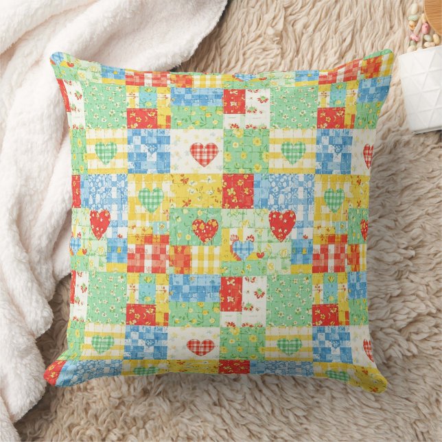 Pastell-Blumen-Patchwork-Picknick-Muster Kissen (Decke)