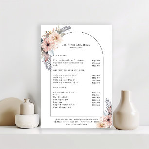 Pastell-Blumen-Salon-Preisliste Poster