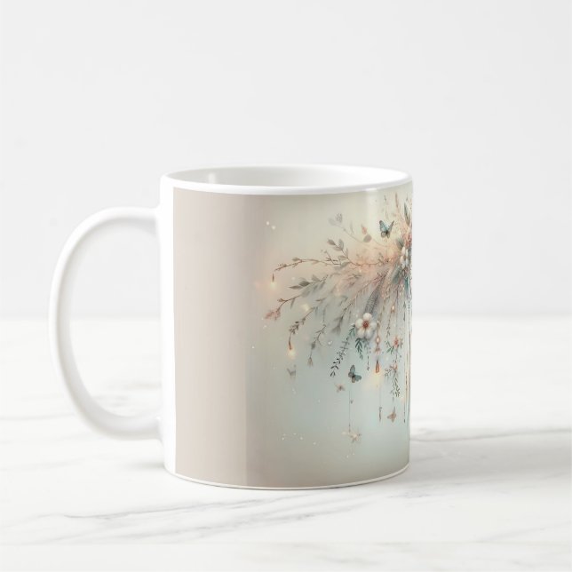 Pastell-Blumen-Schmetterling-Traumfänger Kaffeetasse (Links)