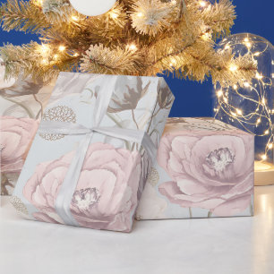 Pastell-Blumen- & Schmetterlings-Mattverpackungspa Geschenkpapier