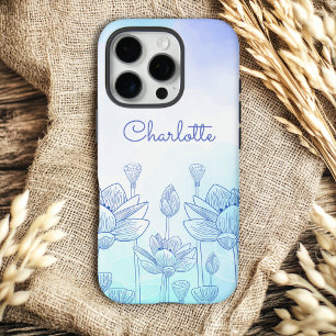 Pastell-Blumen-Silhouette-Overlay personalisierter iPhone 16 Pro Hülle