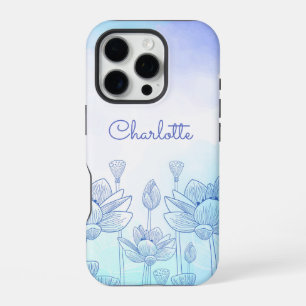 Pastell-Blumen-Silhouette-Overlay personalisierter iPhone 16 Pro Hülle