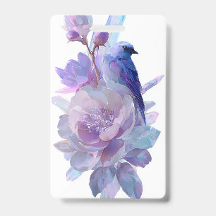 Pastell-Blumen-Vogelnamensschild Ausweis