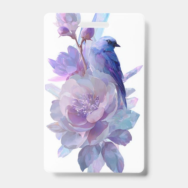 Pastell-Blumen-Vogelnamensschild Ausweis (Vorderseite)