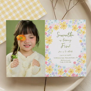 Pastell Blumen Wildblumen Kinder Geburtstags Einla Einladung