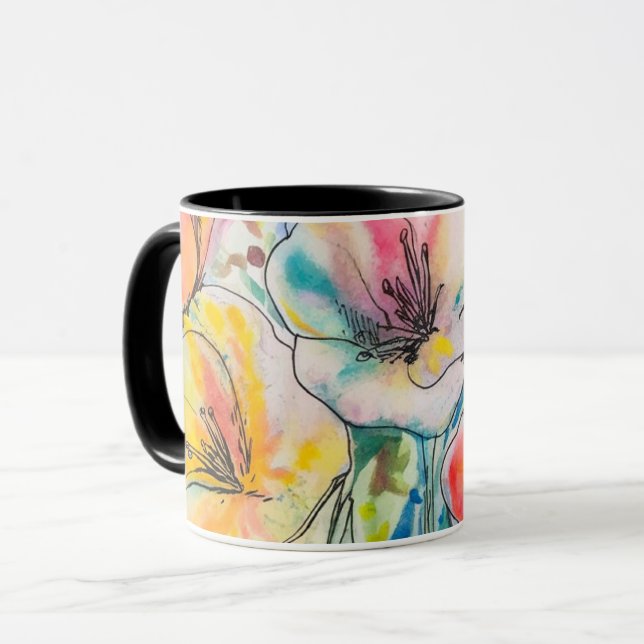Pastell-Blumendesign  Tasse (Vorderseite Links)